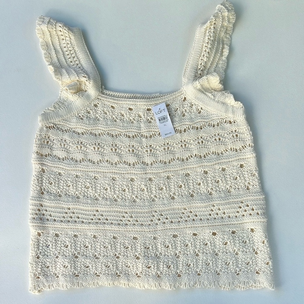 Loft ivory crochet sweater tank